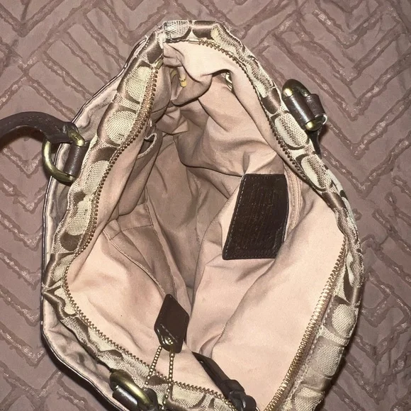 Coach Brown and Blue Monogram Tote - Picture 6 of 11